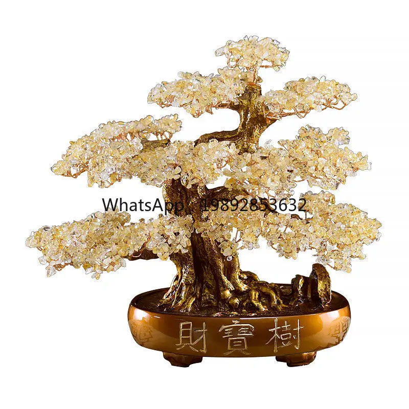 

LYY Natural Yellow Crystal Wealth-Attracting Money Tree Ornament for Home Living Room Office Wine Cabinet Decoration