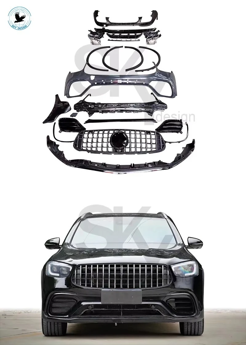 2020 Hot Sale GLC63 Body Kit for GLC260 GLC300 Upgrade to GLC63S Front Bumper Grille Rear Diffuser Exhaust Tips