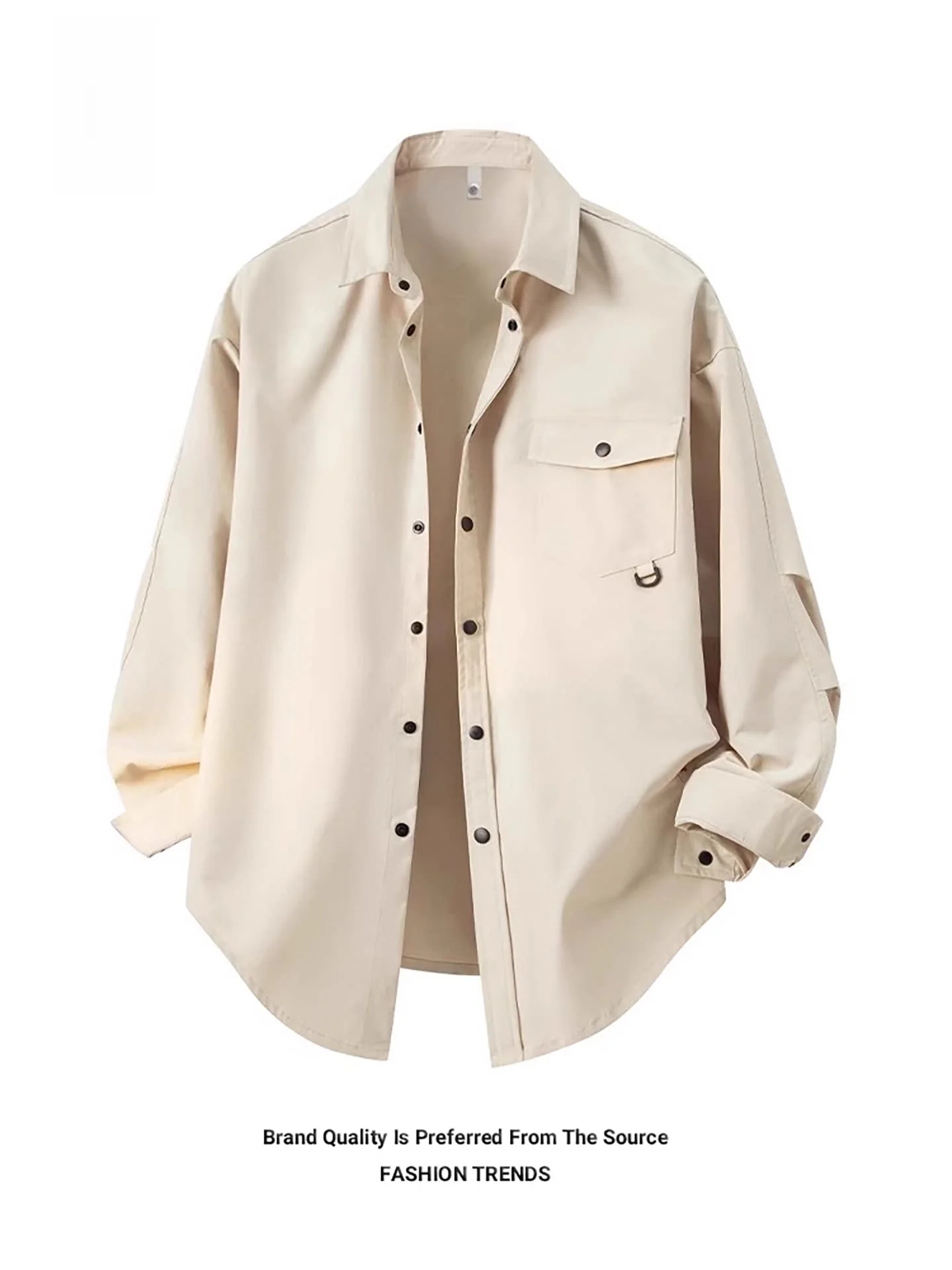 

Рубашка Nainilu для повседневной работы, мужская, с длинным рукавом, весна-осень, американский свободный крой, с карманами, модный городской стиль, полиэстер