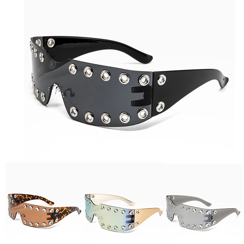 New 2025 Luxury Trendy Diamond Rimless Rhinestone Sunglasses Women Punk Shield Wrap Sun Glasses Vintage One-Piece Shades Goggle
