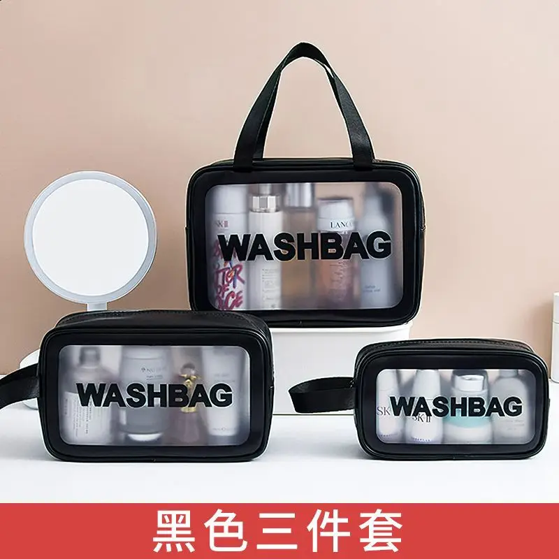 Transparent Cosmetic Bag Pvc Three-piece Wash Bag Storage Bag Large-capacity Bathing Swimming Travel Beach Bag