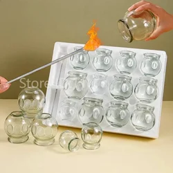 8/12pcs Thick Glass Cupping Beauty Cans Chinese Traditional Healthcare Cupping Body Points Massage GuaSha Therapy gift fire rod