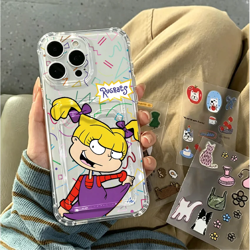 Cute R-rugrats Card Hold Phone Case For Samsung Galaxy S26 S25 S24 S23 S22 S21 FE Edge Plus Ultra M33 M53 M54 5G Airbag Cover