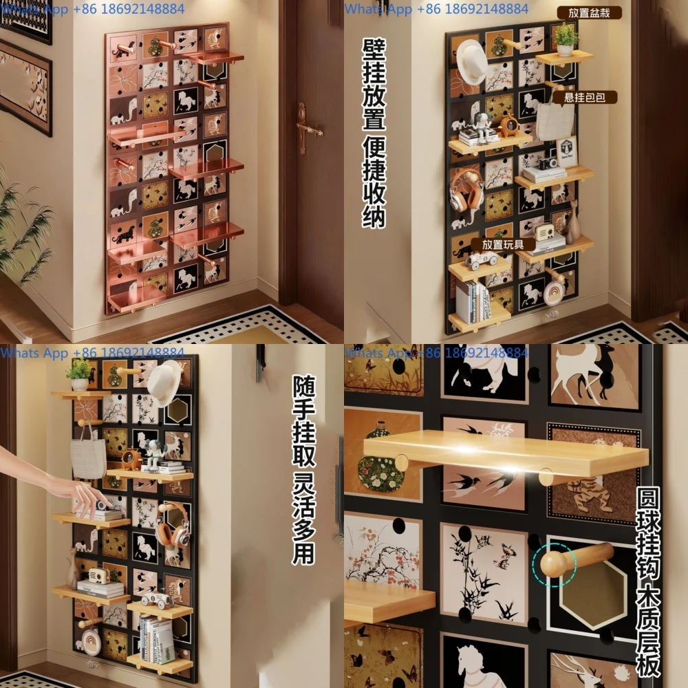 

Wall Mounted Pegboard Organizer for Home Storage and Display No Drill Installation Entryway Wall Shelf