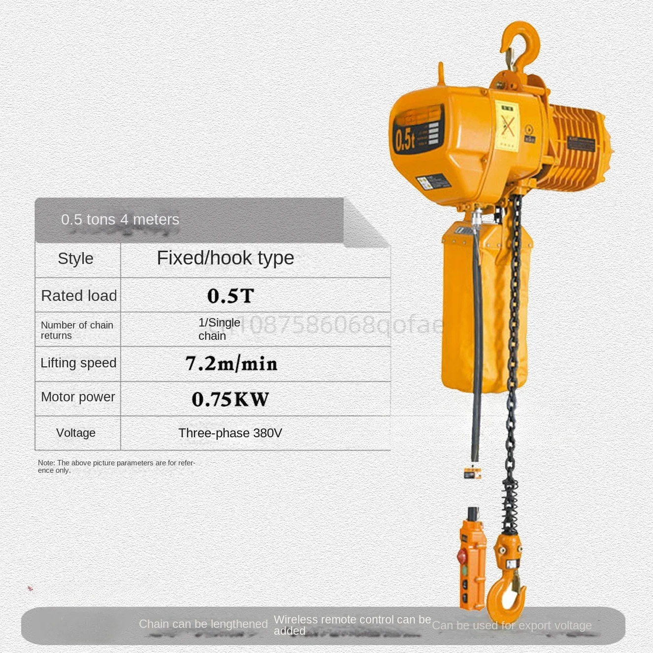 Ring Chain Electric Hoist Crane Hook Electric Chain Crane Electric Elevator 0.5 T1t2 Ton