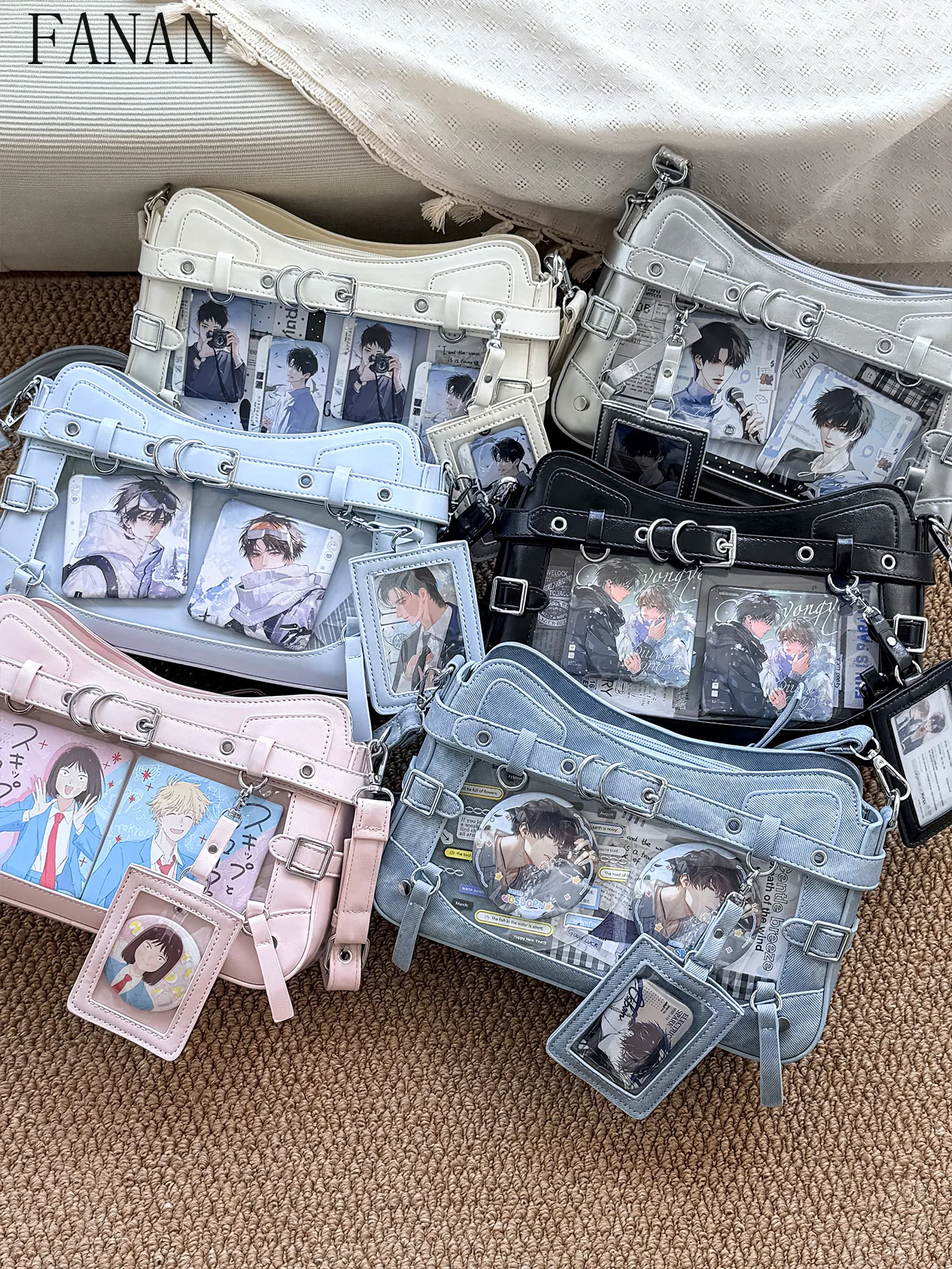 

Kawaii Ita Bag Sweet Crossbody Shoulder Bag Anime Badge Display Purse Two-dimensional Casual Handbags for Women