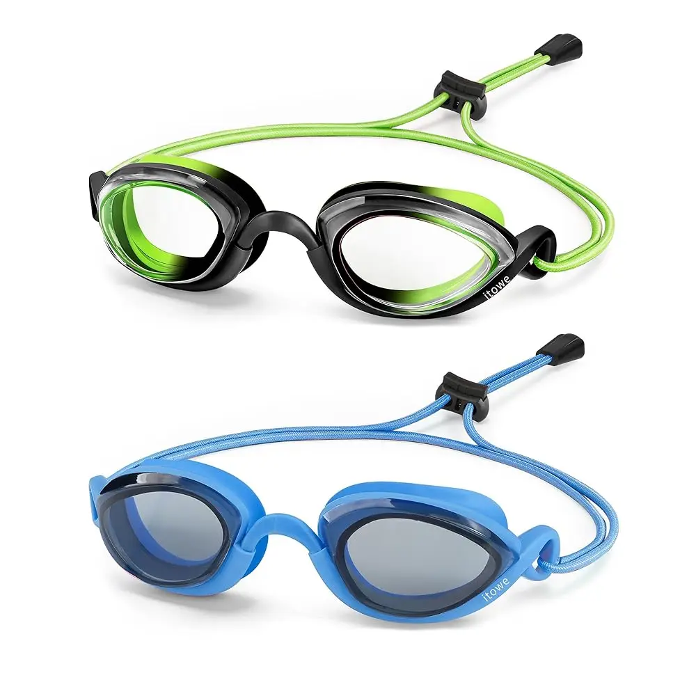

Набор из 2-х плавательных очков для соревнований с эластичным ремешком, не протекающие, для детей 6-14 лет, с защитой от запотевания и HD-обзором