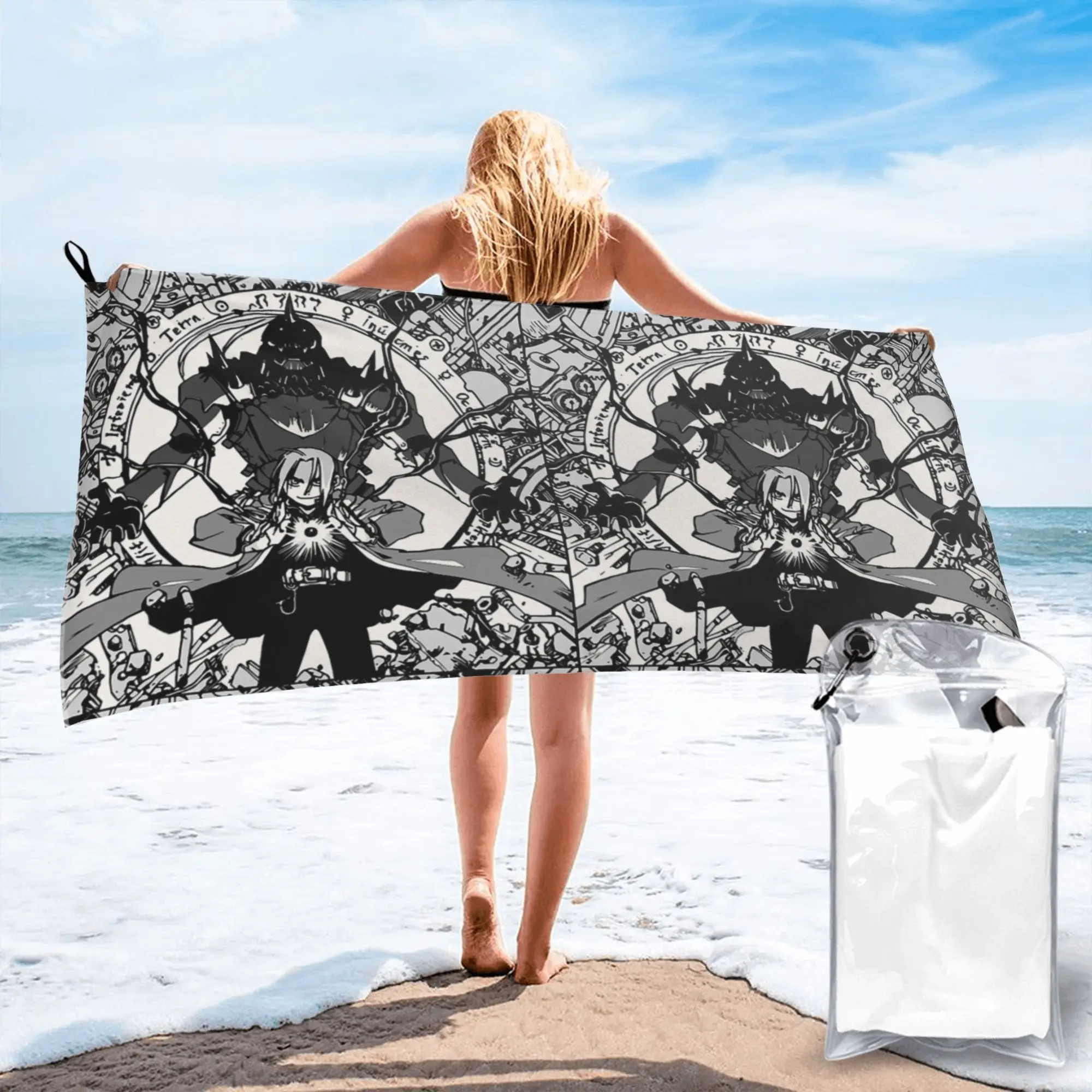 Fullmetal Alchemist Anime Manga 4  Beach Towel Soft Microfiber Quick Dry Absorbent Quick Towels For Mountain Climbing