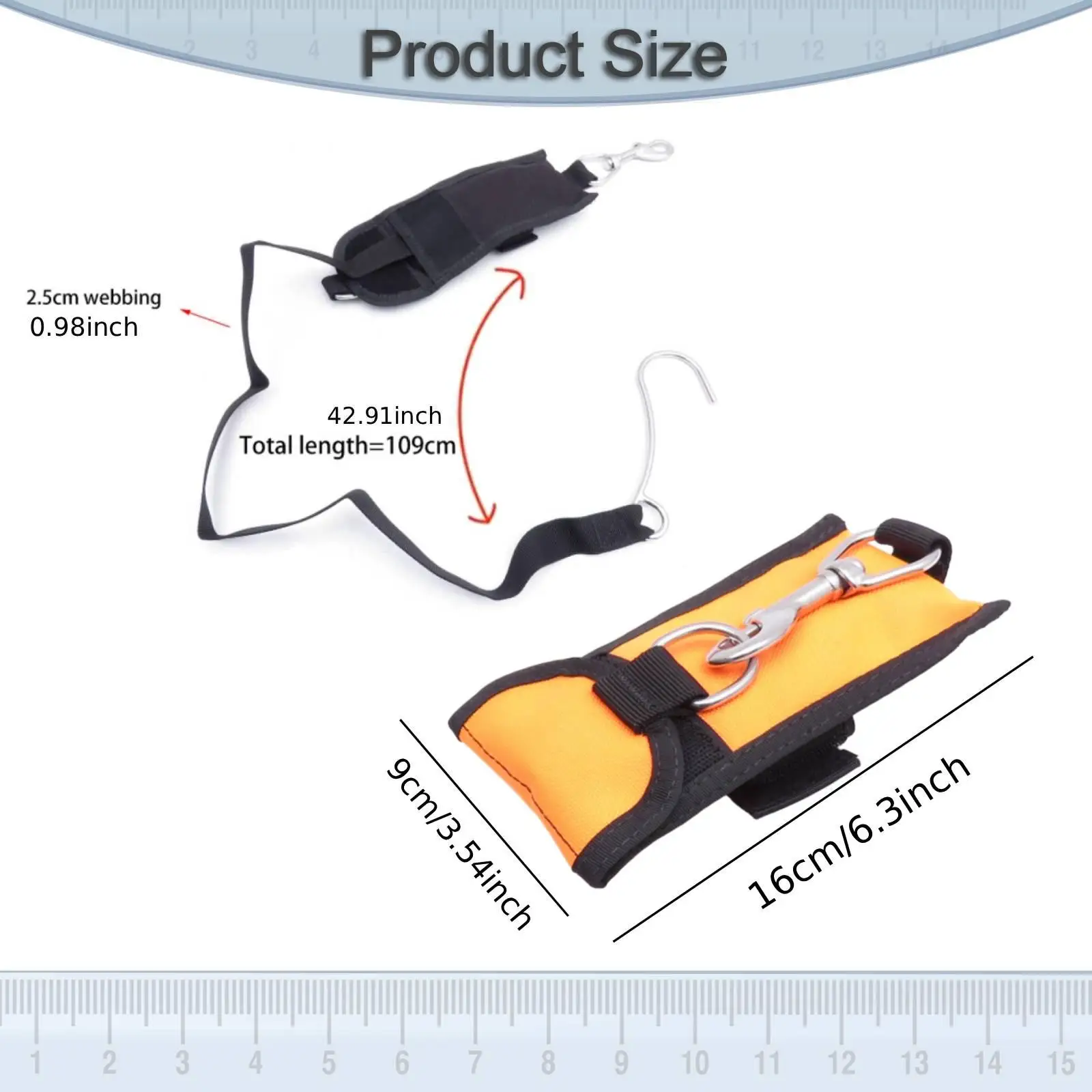 Scuba Diving Hook with Single Hook Equipment Diving Accessory Heavy Duty Nylon Webbings Portable Snap Attachment Compact