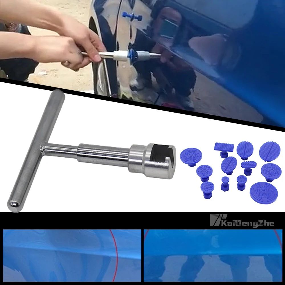 Car Dent Repair T-bar Puller With 12PCS Tabs Suction Cup Dent Repair Kit Car Body Dent Remover Tool Auto Repair Sheet Metal Kit