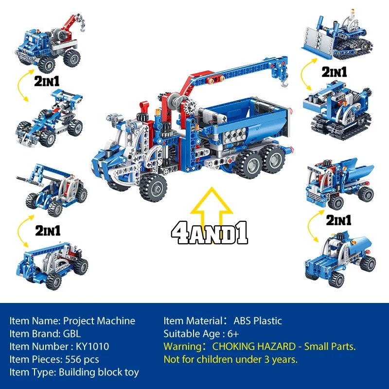 Kazi 1010 mechanische Zahnrad bausteine Engineering Bagger LKW Kinder Lernspiel zeug montiert Bausteine