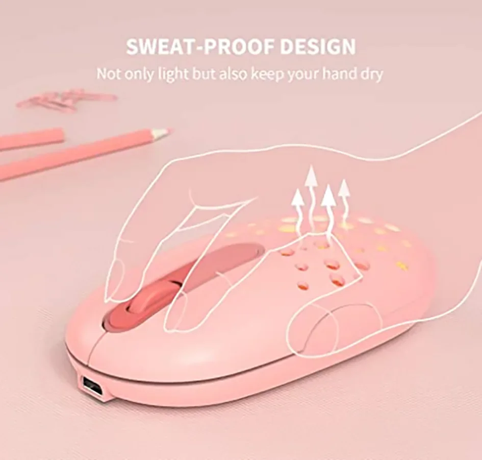 Portable 2.4G Wireless Mouse 2400 DPI Adjustable Rechargeable Silent Mouse Sweat Proof LED Flowing Light For Notebook Computer