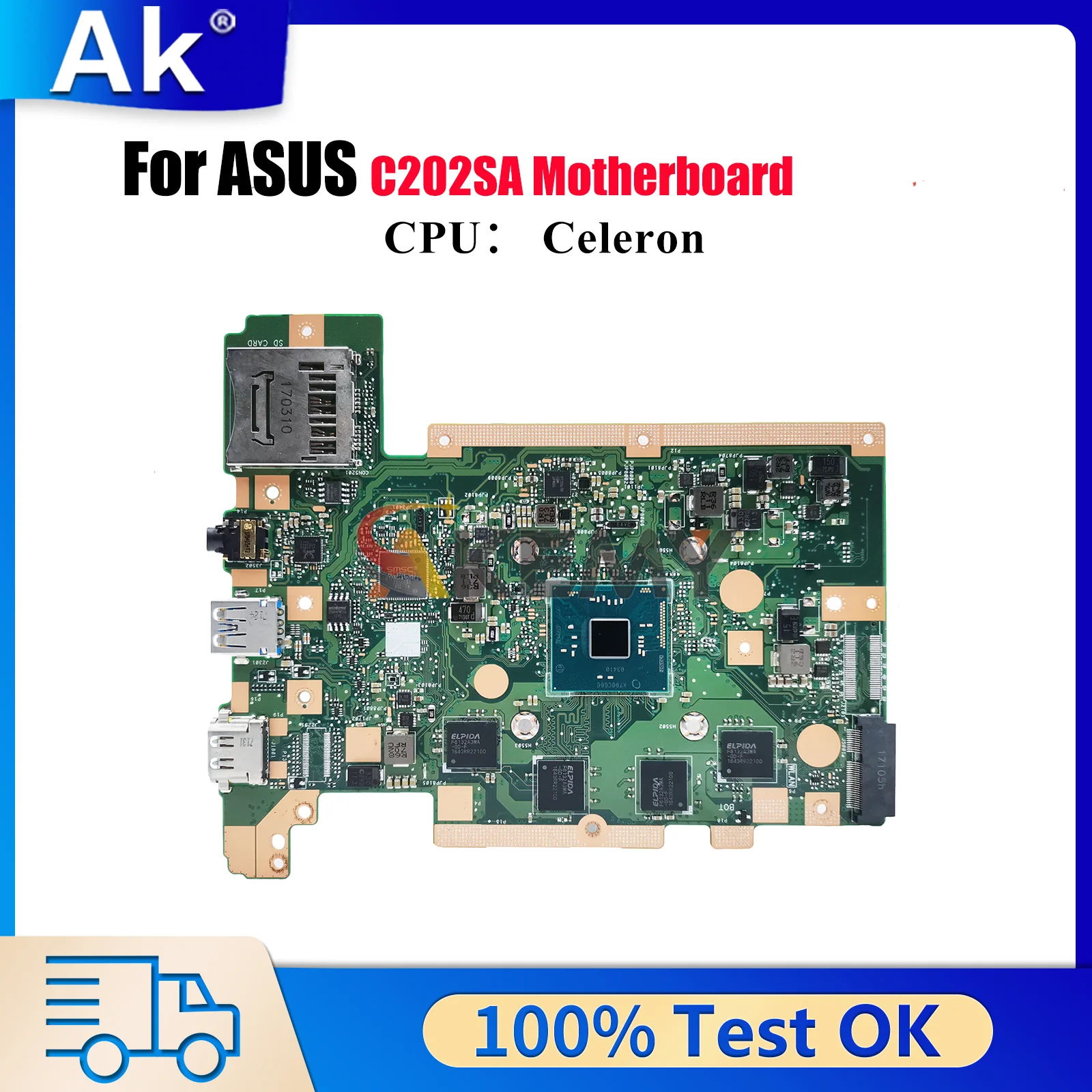 

C202SA Материнская плата для ноутбука ASUS Chromebook C202SA C202S Материнская плата для ноутбука с процессором Celeron 100% тестирование ОК быстрая доставка stk