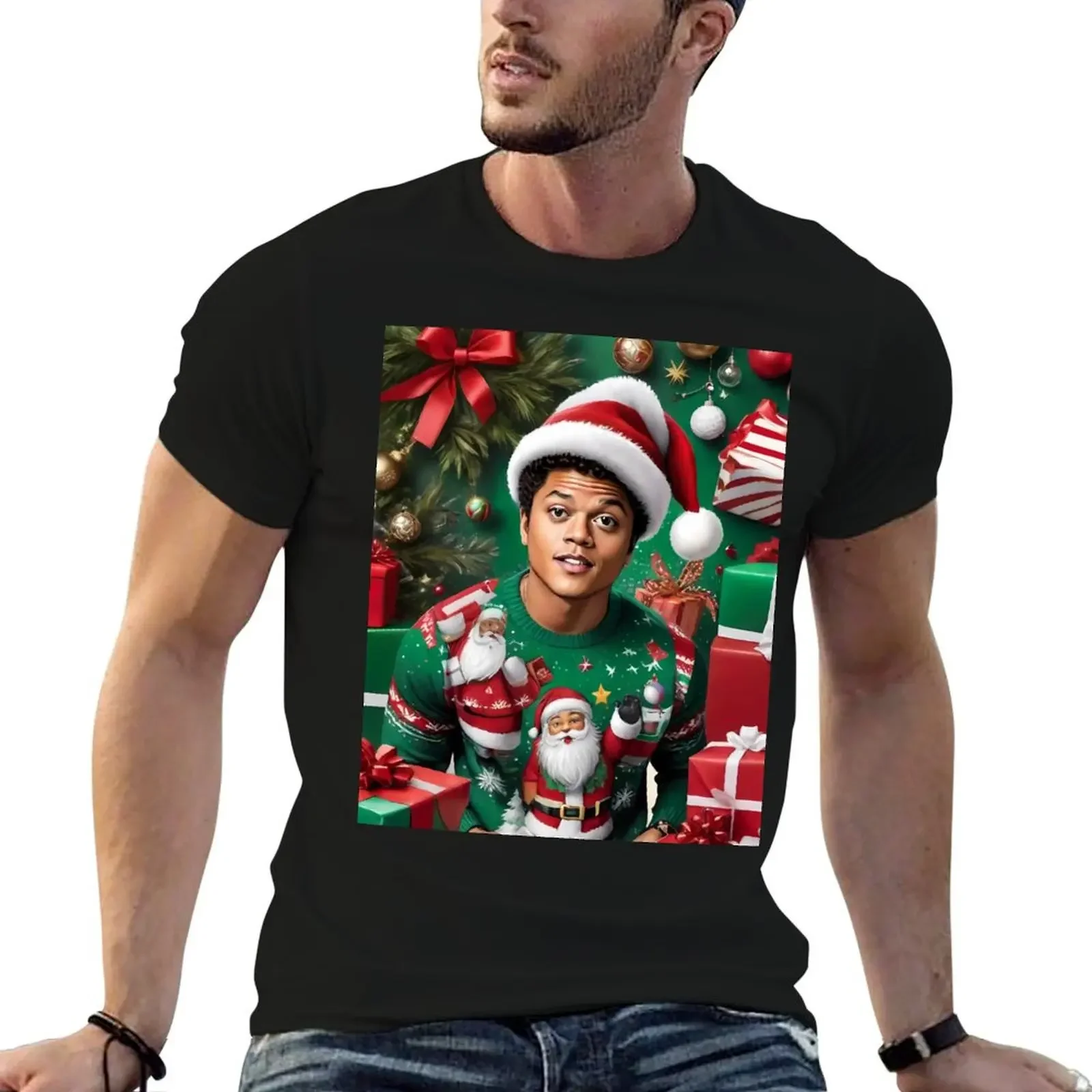 Bruno Mars Christmas T-Shirt rapper graphic tees heavyweights mens designer t shirt