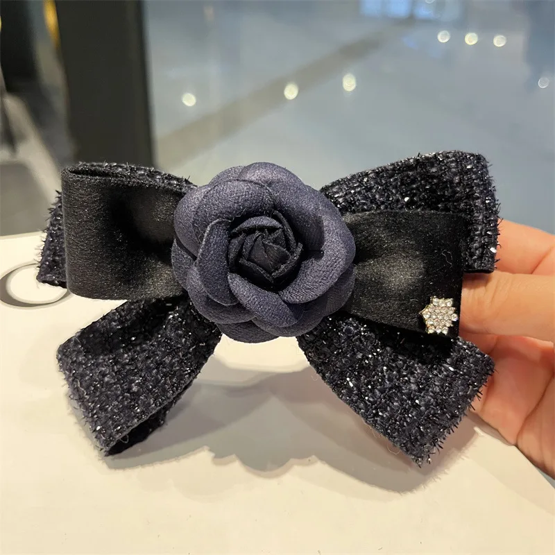 New Handmade Fabric Bow Brooches for Women Camellia Flower Shirt Cravat Collar Pins Fashion Jewelry Clothes Accessories