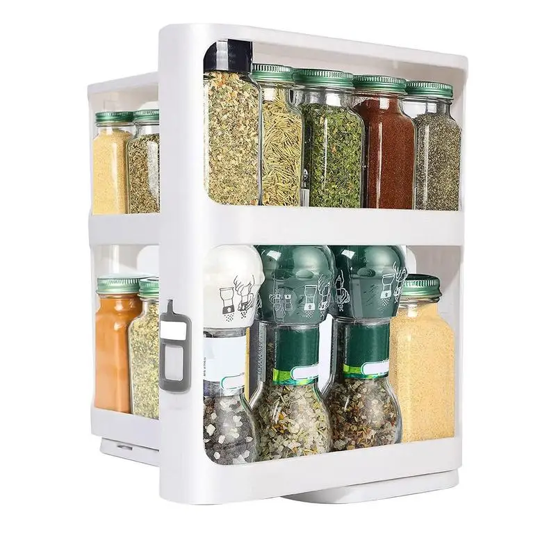 Pull & Rotate Spice Rack Organizer 28x13x27 CM Storage Shelf Cabinet Caddy For Spices Kitchen Cabinet Storage Solution