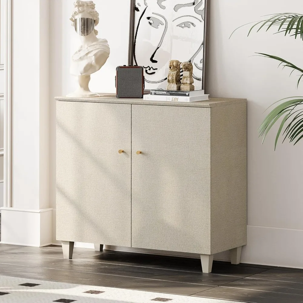 

Buffet Cabinet Sideboards, 35.4 Wood Credenza Console Table with 2 Doors, Kitchen Storage Cabinet with 3 Compartments