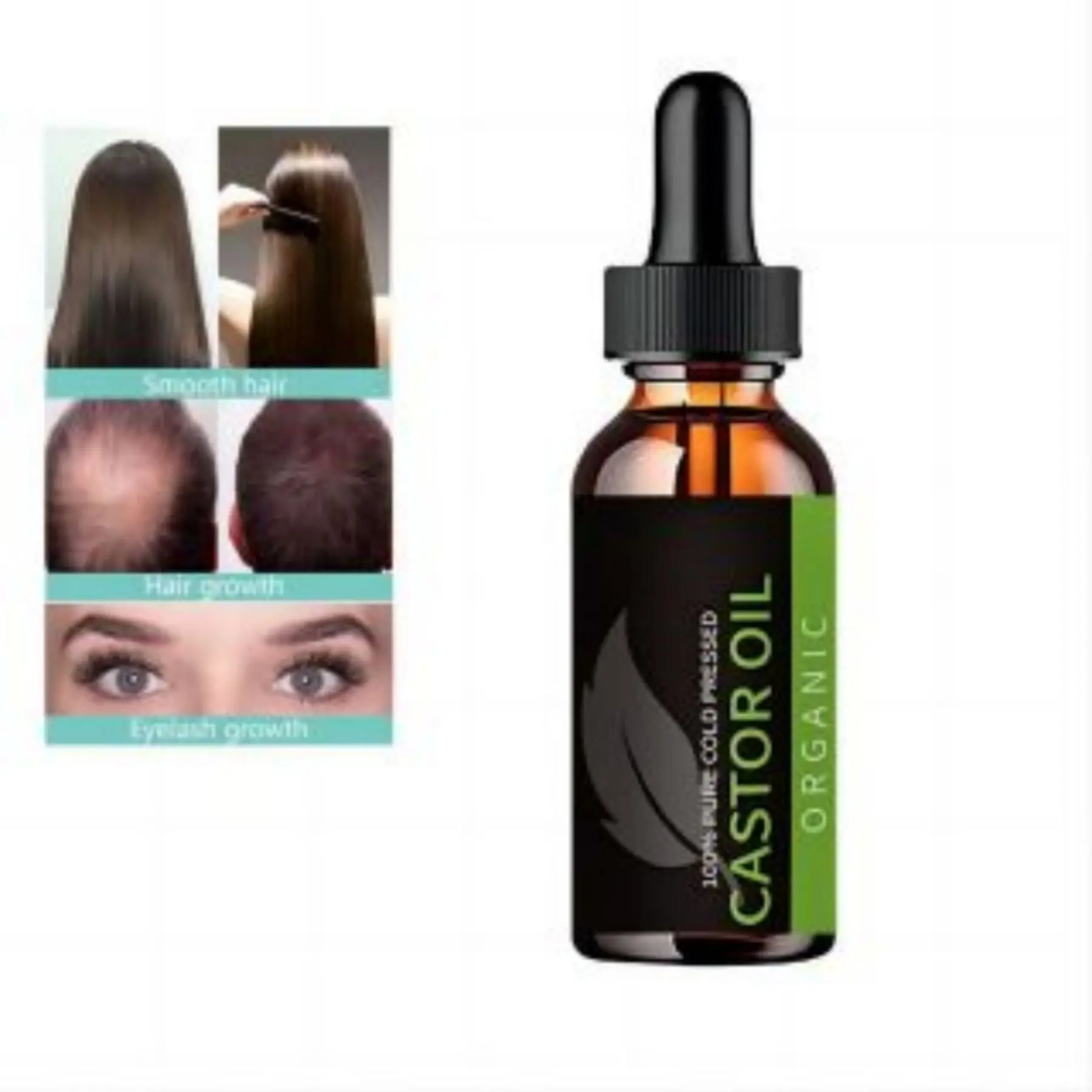 Alopecia-tratamiento capilar para mujer, aceite de Romero para el cabello, aceite de ricino orgánico puro profesional para pestañas, pelo, cejas,