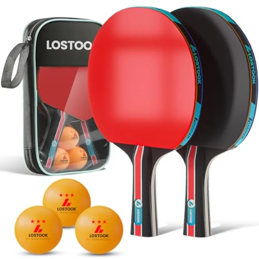 

Professional Ping Pong Paddles Set of 2/4 with Portable Oxford Cloth Ping Pong Case and 3 Star Balls, Table Tennis Paddles for