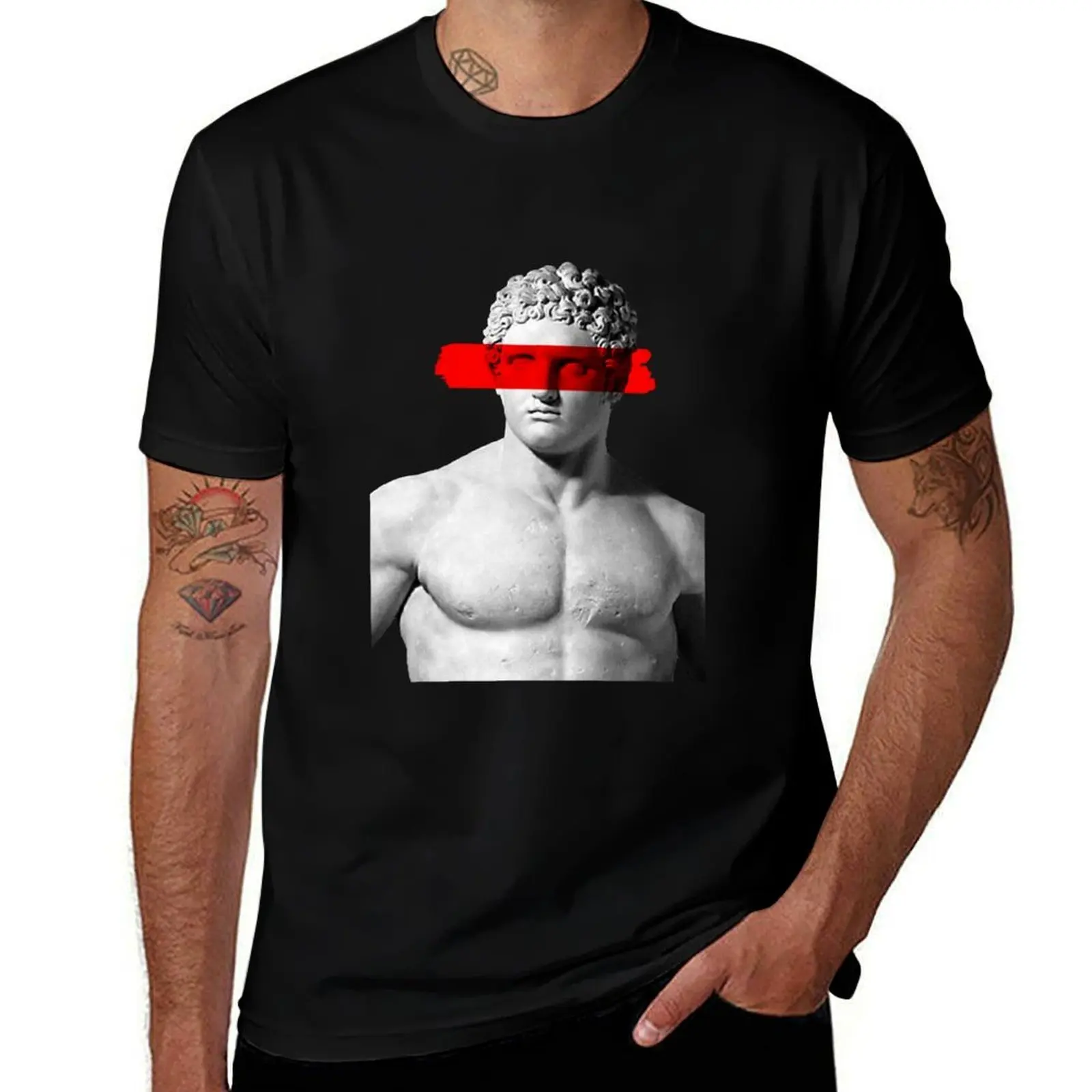 Roman statue with red paint # 1 T-Shirt Street Style Casual Tee Shirt T-Shirt