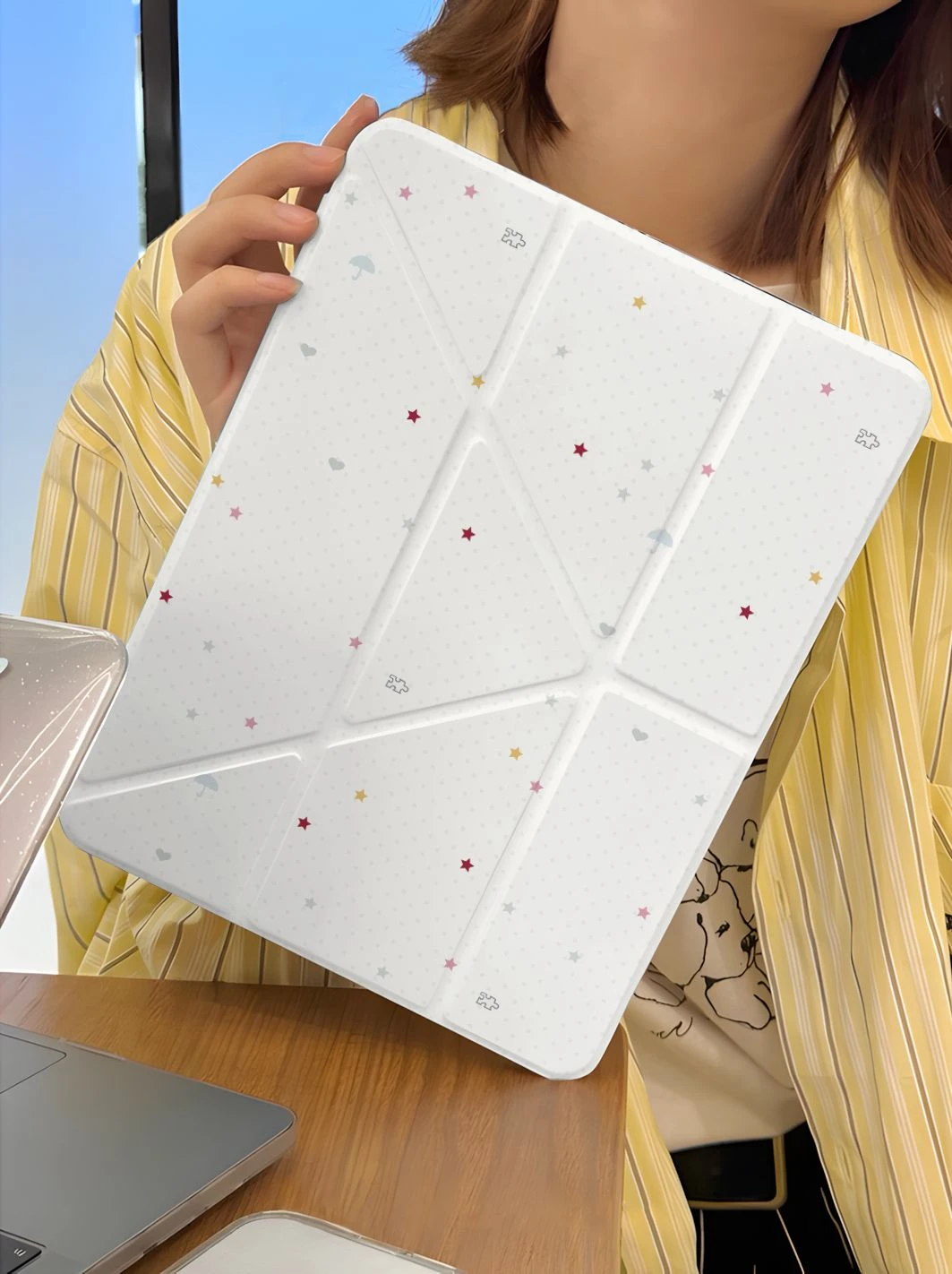 Ins Polka Dot Star Tablet Case For iPad Pro 11 12.9 13 A16 M2 M4 M3 M5 Shell 8.3 9.7 10.2 5/6/7/8/9/10/11th Mini Air 3 4 5 Cover