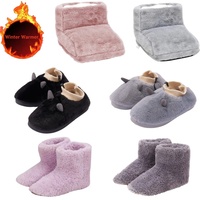 USB Foot Warmer Winter Plush Electric Heated Shoes Adjustable Temperature Feet Heater Fast Heating Slippers For Men Women