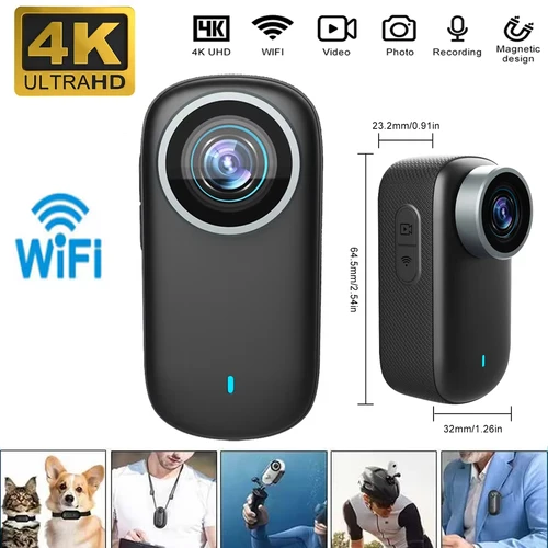 Cámara deportiva con pulgar WiFi 4K para motocicleta, grabadora DV impermeable para ciclismo, atracción magnética, videocámara pequeña portátil para exteriores