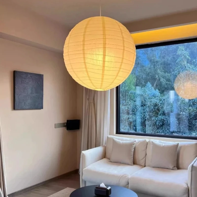 

Modern Art Rice Paper Moon Shaped Pendant Light Suitable Hanging Lamp in Living Rooms Bedrooms Kitchens Hotel Halls and Indoor