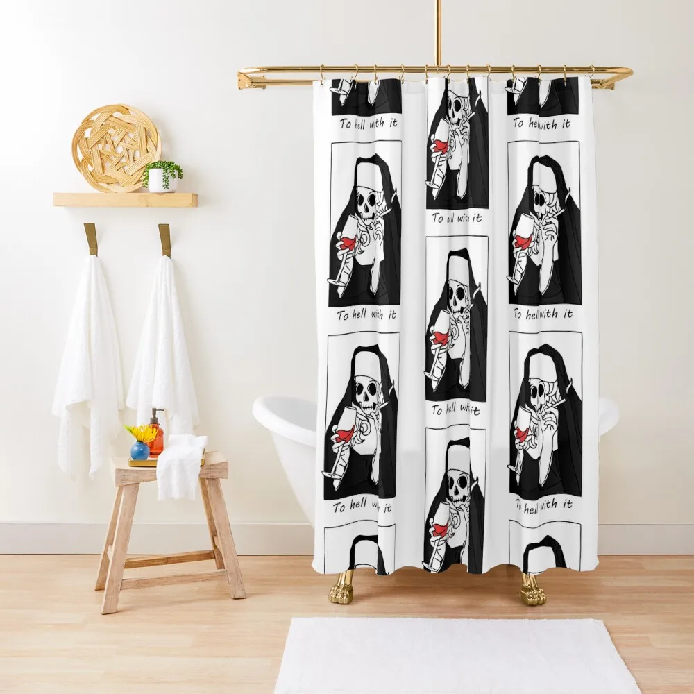 

To hell with it - Nun Sister Of Evil Shower Curtain Set For Bathroom Bathroom Fabric Bathroom Box Curtain