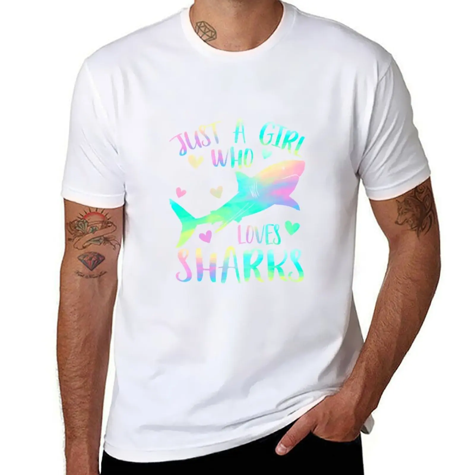 

Just a Girl Who Loves Sharks Cute Shark Lover Girls Themed T-Shirt t shirt custom print cotton t shirts high quality T-Shirt