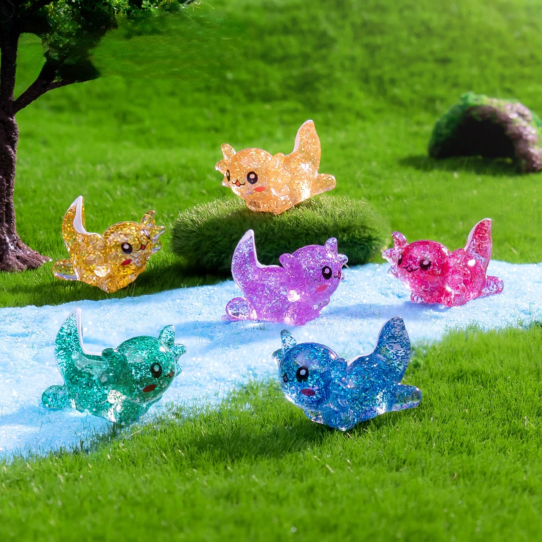 10 pz Mini Axolotl resina Glitter Axolotl resina figurina Mini Axolotl figure fai da te artigianato giardino acquario casa delle bambole Decor in vaso