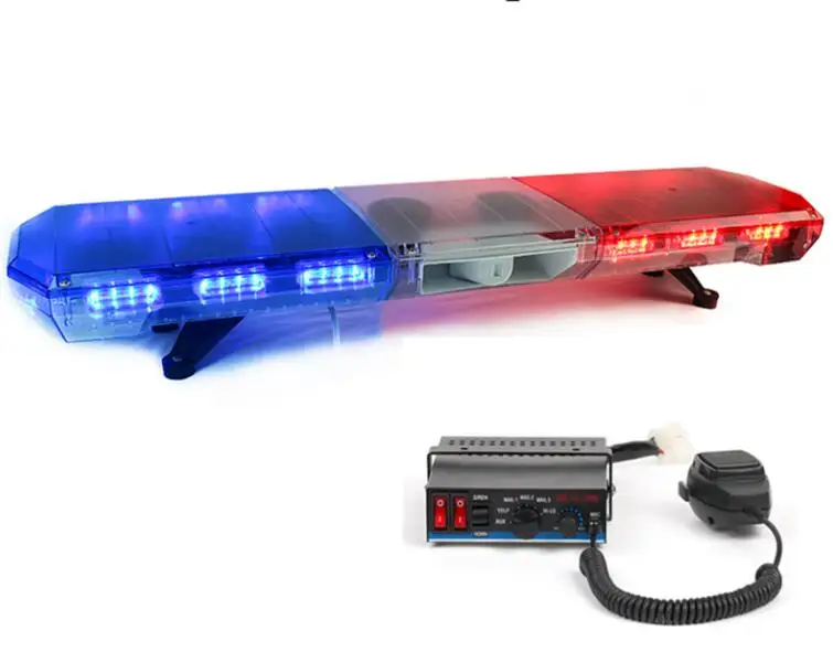 120Cm Auto Waarschuwing Lichtbalk Ambulance Noodverlichting Brandweerwagen Licht Bar Met 100W Hoorn + 7 Waarschuwingssignalen 100W Sirene Versterker