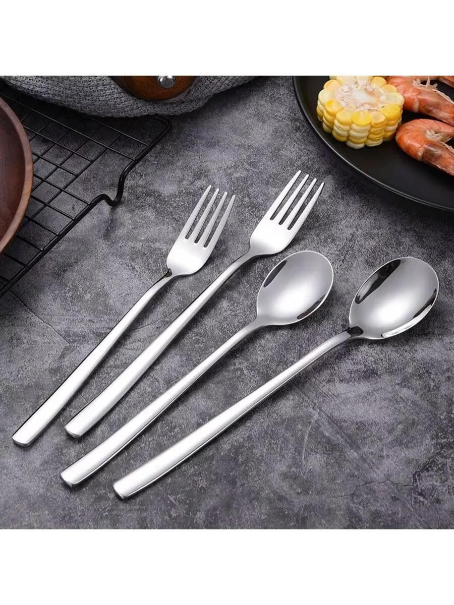 Set of 2 or 3 Stainless Steel Spoon and Fork, Korean Style Metal Tableware, Great Kitchen Utensils, School Supplies & Christmas