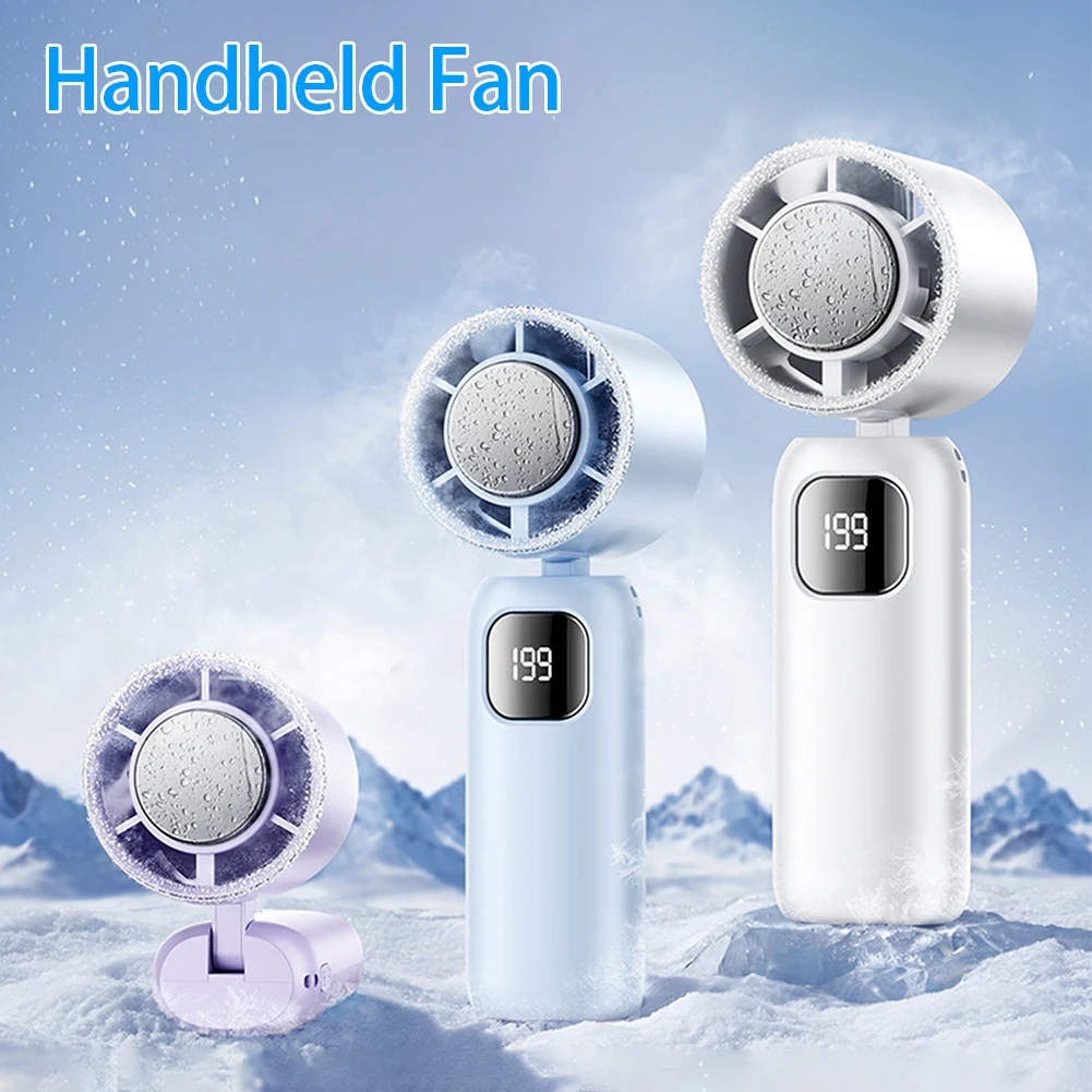 Handheld Portable Fan 3000mAh High-Speed Foldable USB-C Chargeable Summer Cooling Fan with LED Screen for Outdoor Travel Camping