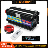 LVYUAN Inverter DC 12V To AC 220V 4000W/8000W Portable Power Bank Converter Solar Inverter EU Plug