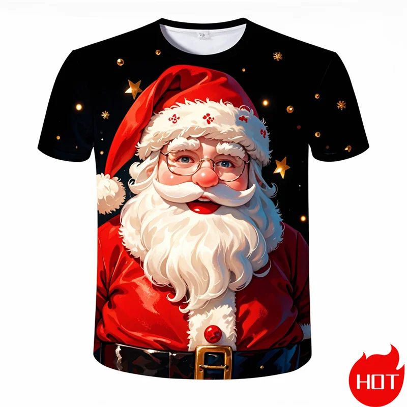 New Fashion 3D Happy Christmas Print T Shirt For Men Casual Short Sleeve T Shirts Unisex Xmas Graphic T-Shirts Mens Clothes Tees