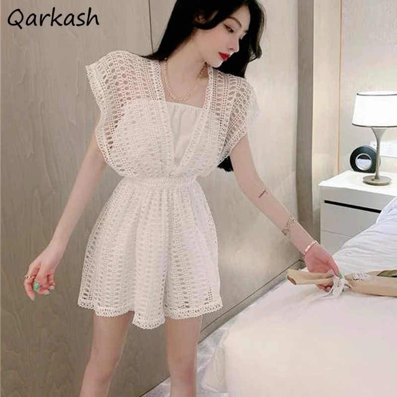 Pagliaccetti da donna scava fuori design con scollo a V popolare High Street estate colore puro adorabile casual femminile minimalista sexy elegante Mujer