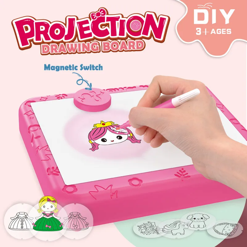 DIY Hand Drawn Light Drawing Board Educational Puzzle Toys Girly Colorful Paintbrushes Toys for Kids Baby