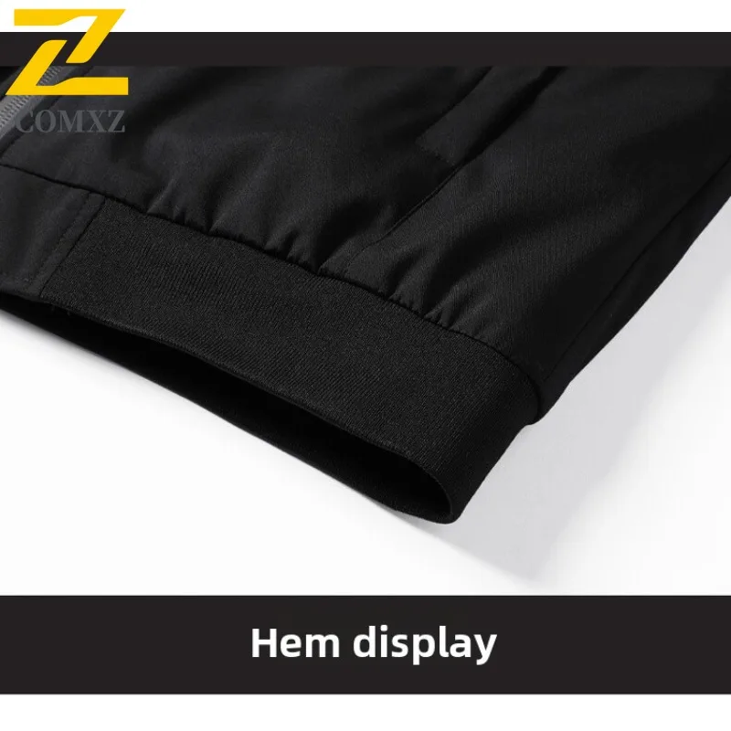 Comxz jaqueta masculina de luxo, casaco com zíper à prova de vento para escritório, gola casual, design de cor sólida, jaquetas leves de outono