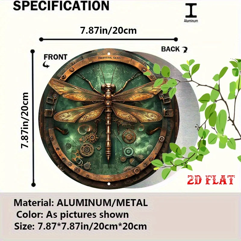2D Flat, 1pc Steampunk Dragonfly Metal Wall Art - 7.87