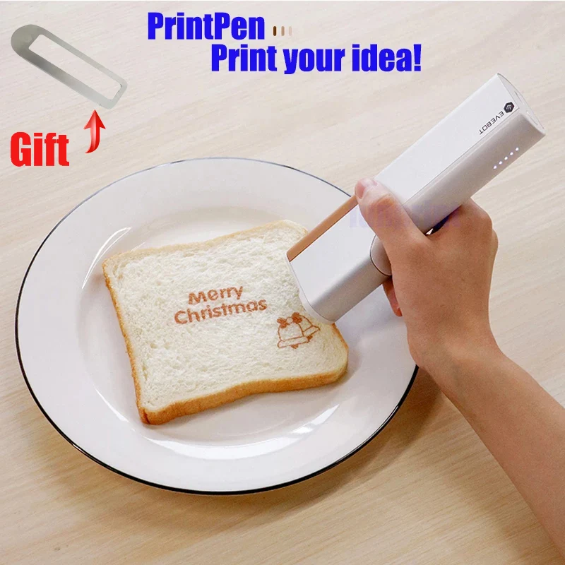 Evebot Coffee Print Mini Printer Portable Printpen DIY Food Handheld Printing Small Edible Food Printer In Bread For Android/IOS