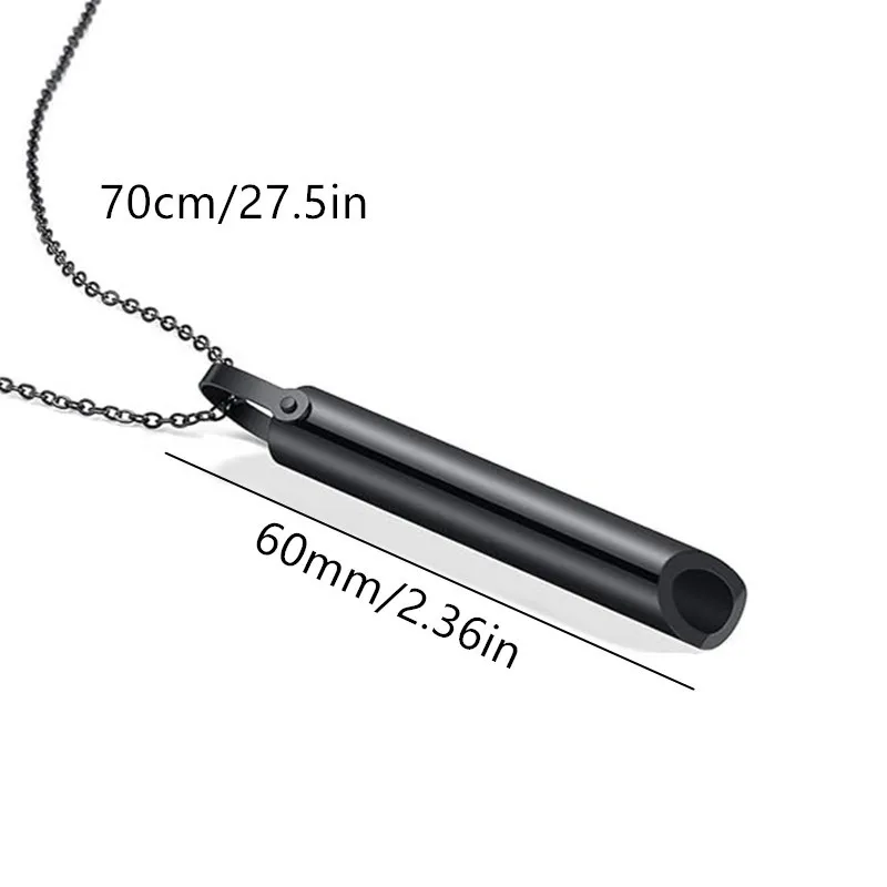 Breathing Necklace Whistle Stainless Steel Pendant Titanium Steel Pendant Necklace Meditation Reducing Stress Silent Design