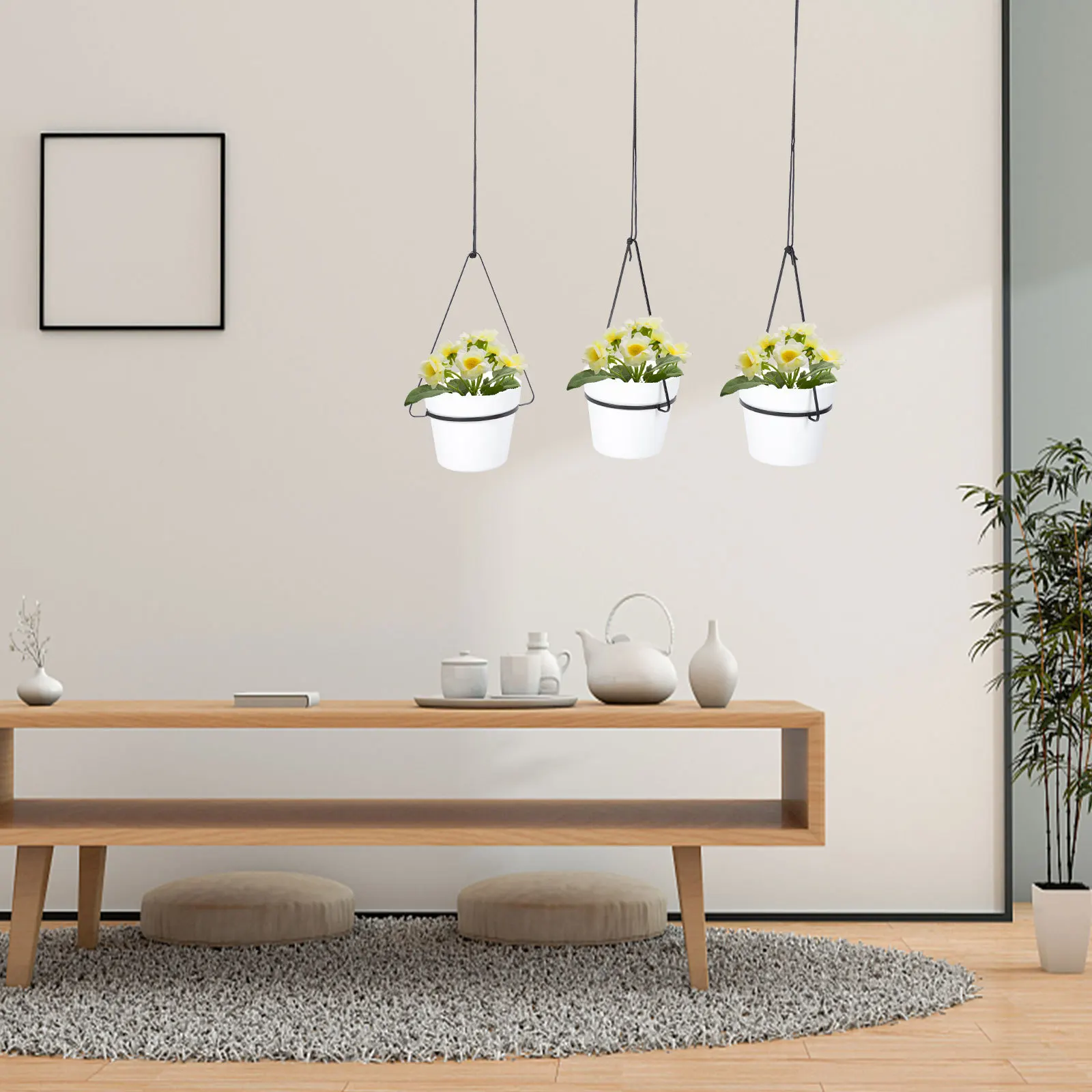 

Chic Iron Hanging Flowerpot Rack for Indoor Ceiling Mount Minimalist Space-Saving Plant Hanger Decor Living Room Balcony Bedroom