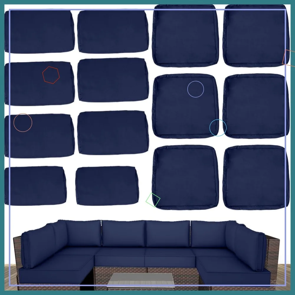 

Outdoor Cushion Covers for Patio Furniture, Waterproof & Fade Resistant, with Zipper, Navy 25.6x25.6x4"