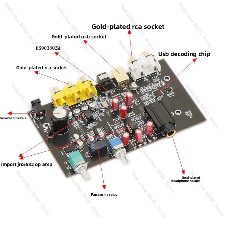 Es9038q2m optical fiber, coaxial, and usb decoder board - clearance sale