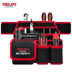 DELIXI ELECTRIC Tool Bag,13-Pockets Oxford Canvas Tool Belt Tool waist bag, Adjustable Tool Storage Bag for Electricians，Plumber