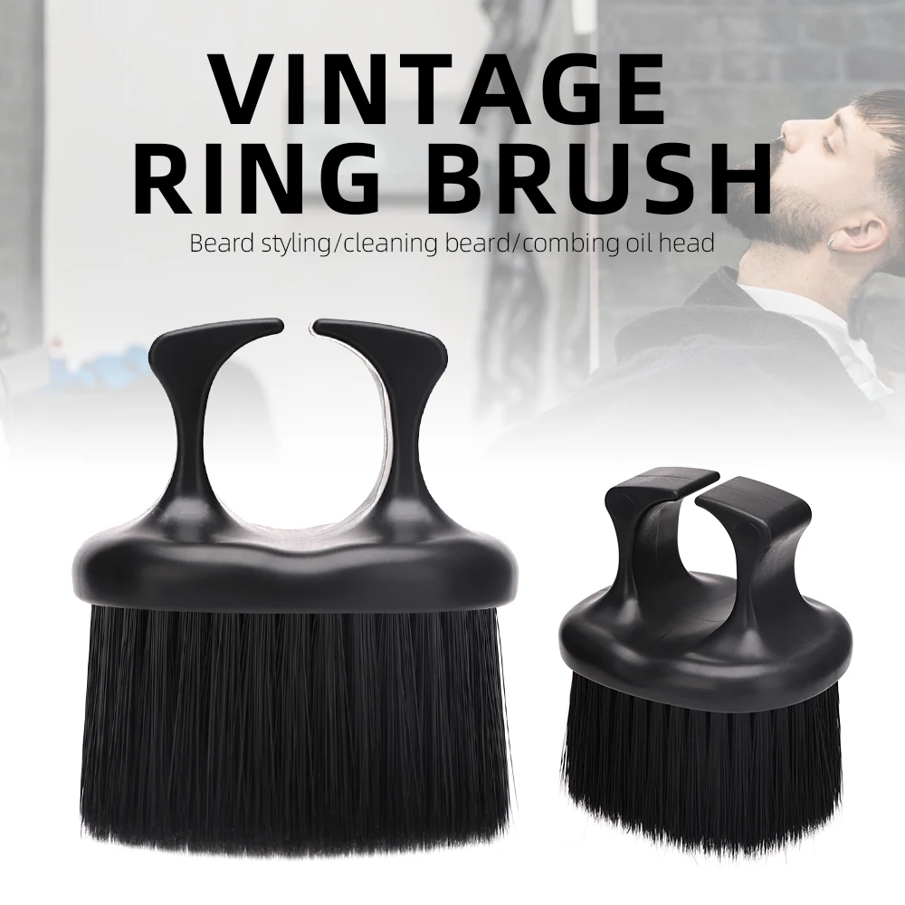 

Professional Black Ring Neck Duster Barber Hair Brush Salon Men Beard Styling Brush Soft Hair Clean Brush Barber Tools Supplies