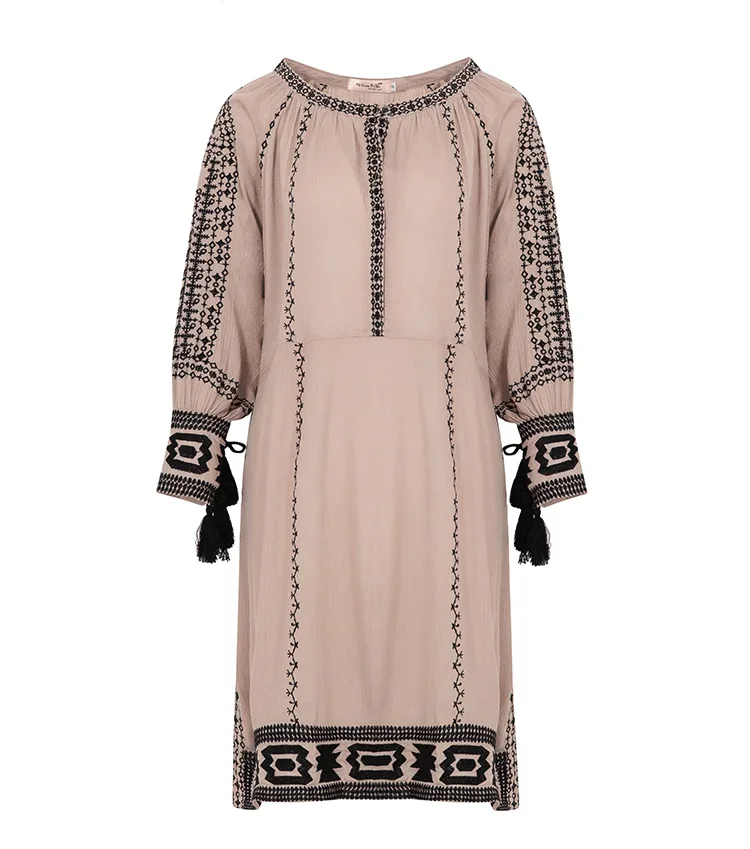 Embroidery Vintage A Line Short Dresses For Women Costume Chic Dancewear Party Lantern Sleeve Dress Female Vestidos