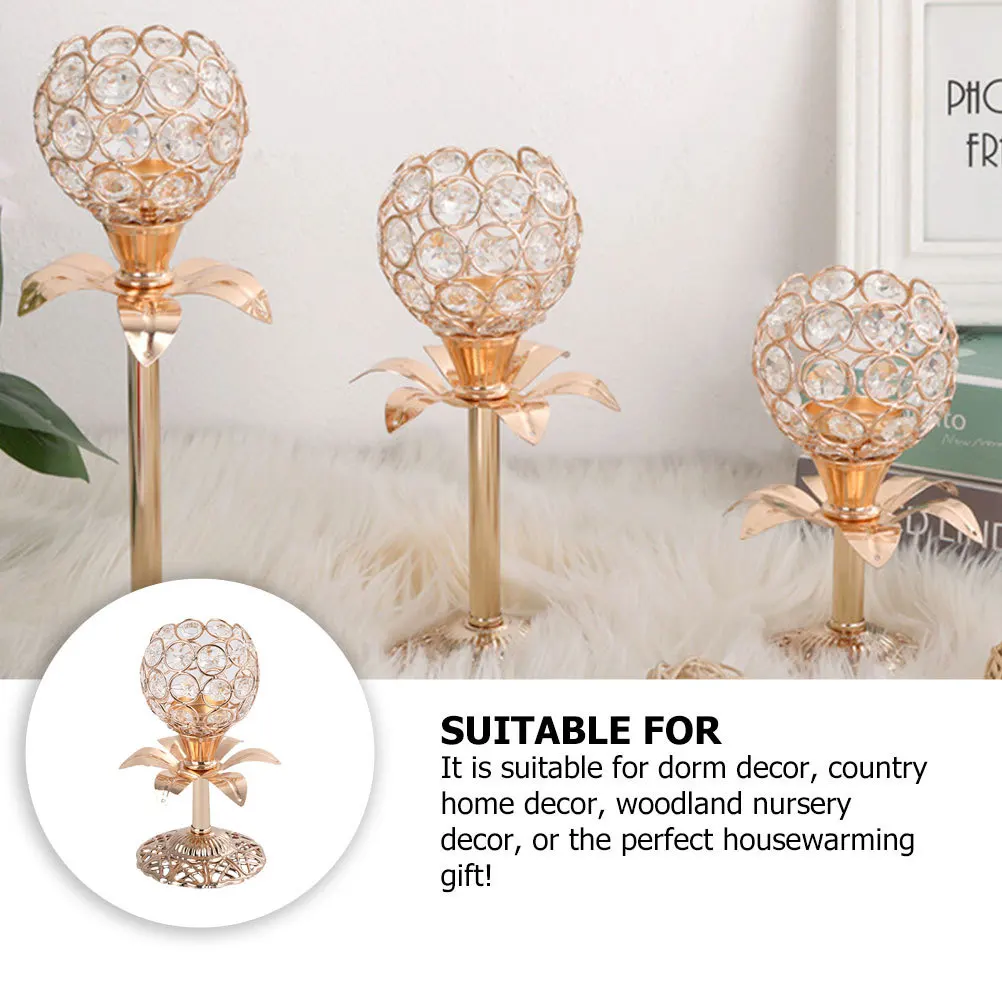 

1Pcs Nordic Style Metal Crystal Candlestick Tabletop Ornament for Bedroom Living Room Decor Stand Tealight Stand