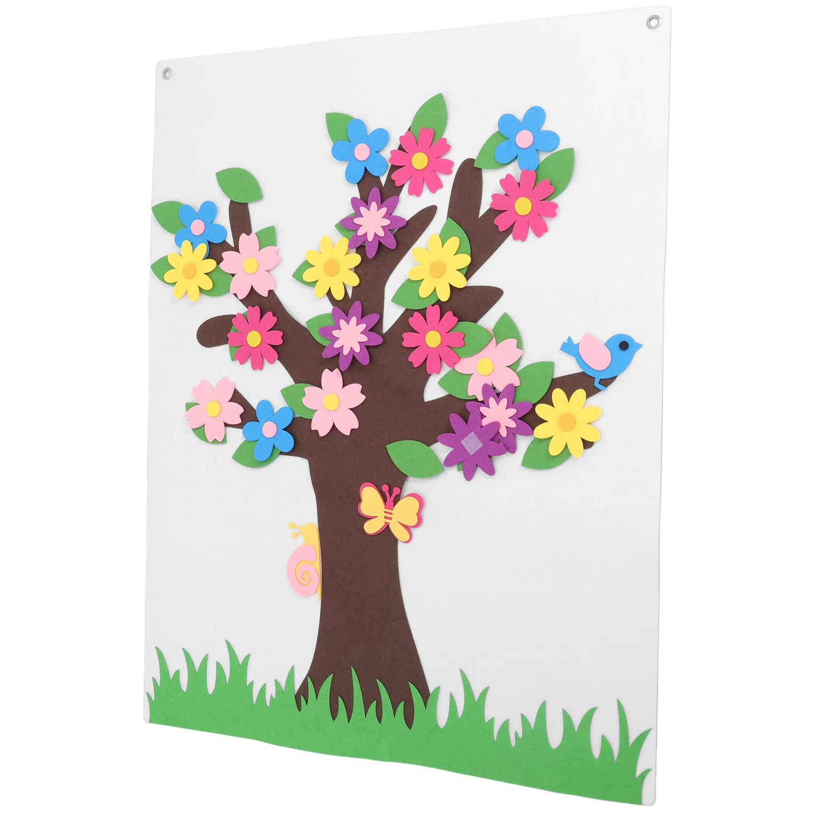 1Set Children's DIY Felt Story Board Flower Tree Handmade Educational Activity Set for Kids Tactile Play Screen-